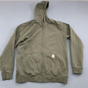 Carhartt Hoodie Mens Large Green Full Zip Loose Fit Sweatshirt Jacket TS0122-M